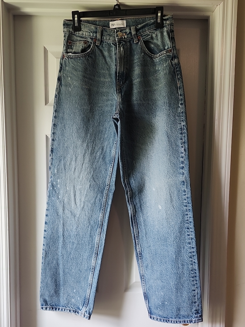 Zara Women's Blue Straight-Leg Jeans